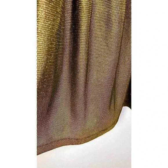 Available By Angel Fashion Gold Black Pleated Lined Flared A-Line Skirt Medium - Picture 4 of 10